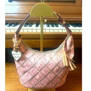 Dooney & Bourke Pink Monogram Jacquard Hobo Bag Shoulder Purse